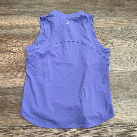 Lululemon Front Zip Mock-Neck Tennis Tank Top Charged Indigo Size 4 with flaw - Picture 7 of 9